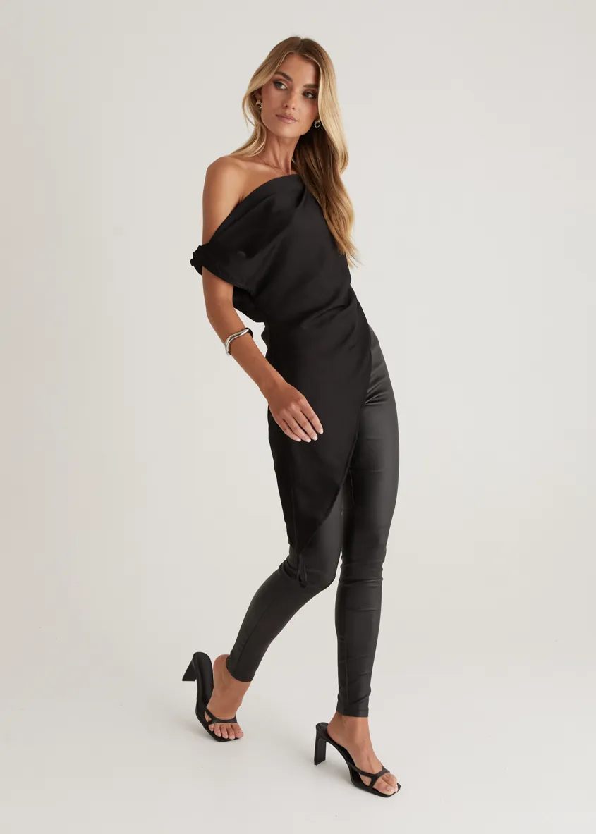Romero Drop Shoulder Top - Black