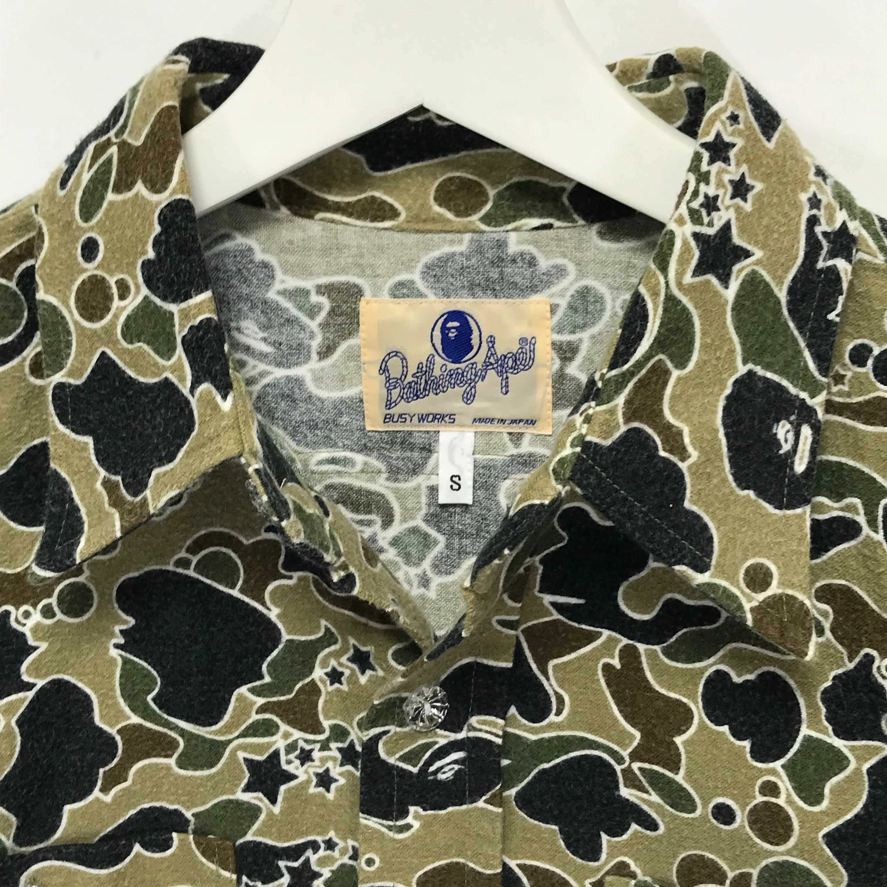 [S] A Bathing Ape Bape Vintage Sta Psyche Camo L/S Shirt Green