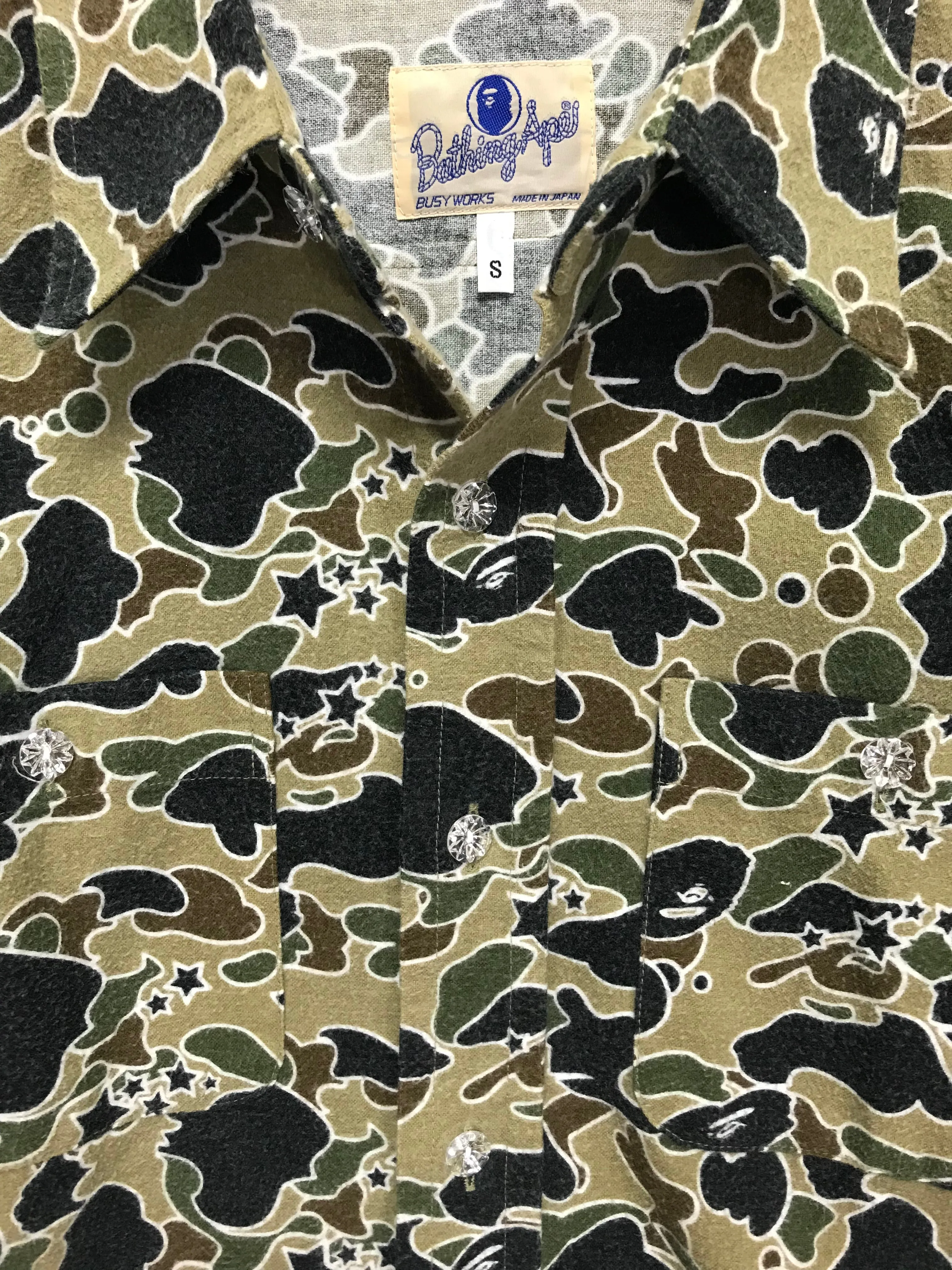 [S] A Bathing Ape Bape Vintage Sta Psyche Camo L/S Shirt Green