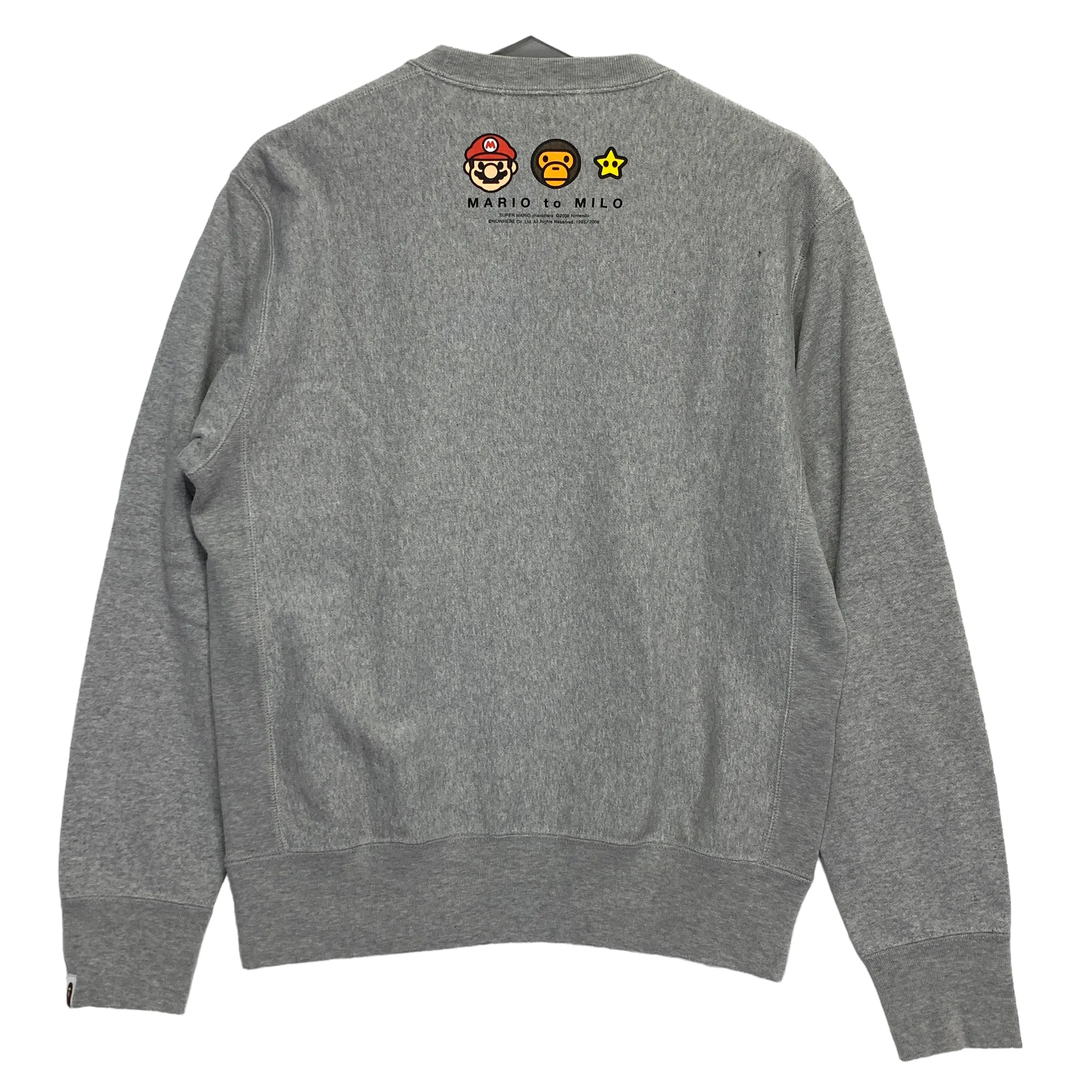 [S] A Bathing Ape Bape x Mario Baby Milo Logo Crewneck Sweatshirt Grey