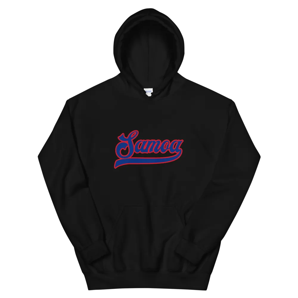 Samoa Script ~ Blue with Red Border *ADULT HOODIE*