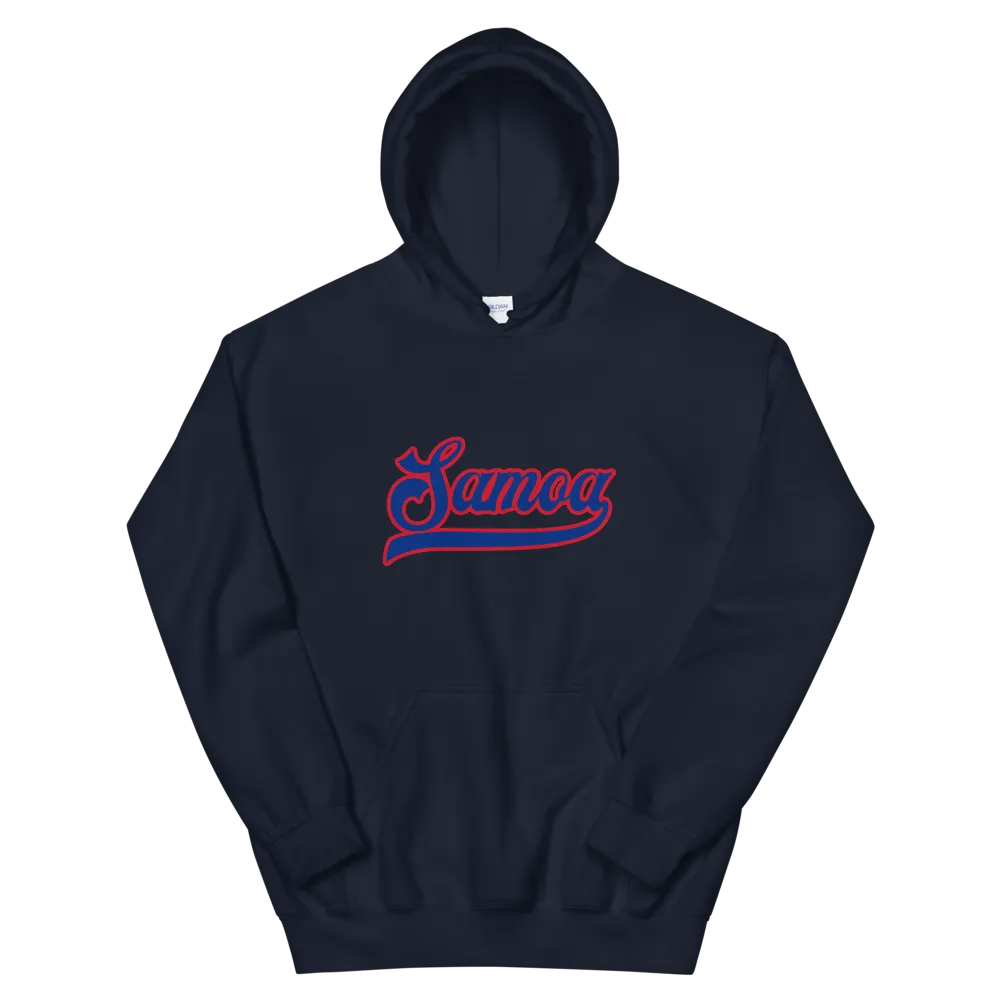 Samoa Script ~ Blue with Red Border *ADULT HOODIE*