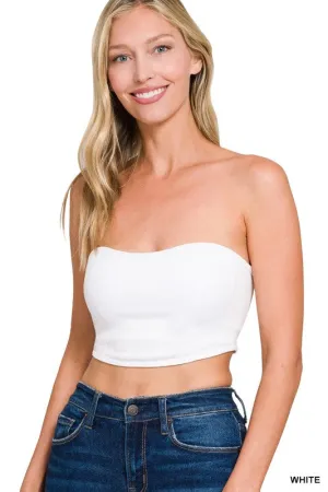 Seamless tube top bralette with pad in white