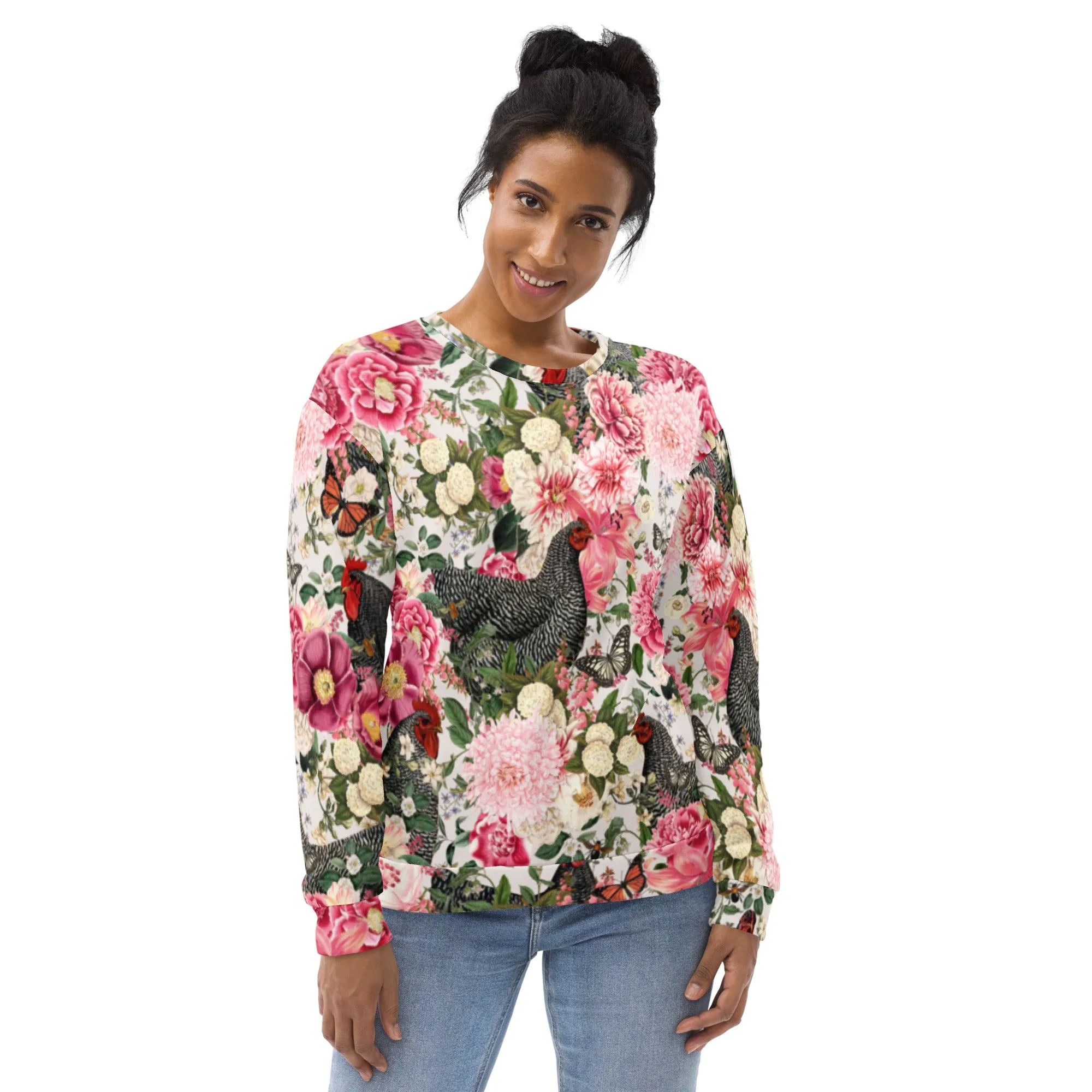 Secret Chicken Garden Crewneck, barred rock neutral
