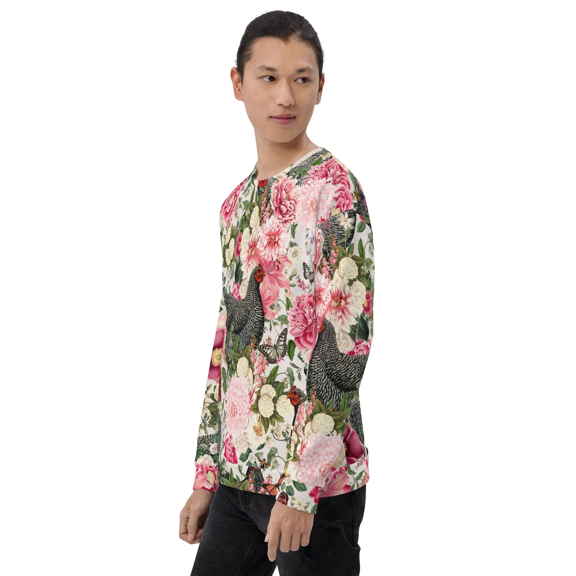 Secret Chicken Garden Crewneck, barred rock neutral