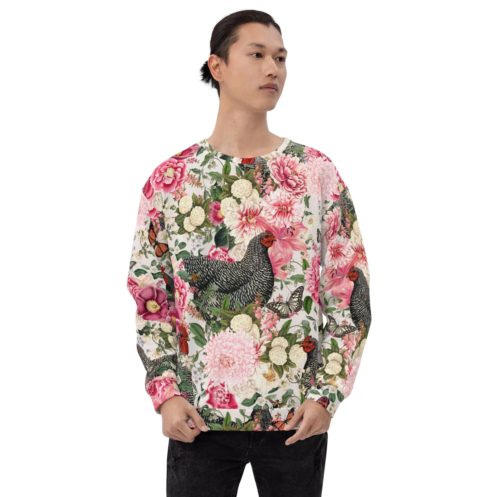 Secret Chicken Garden Crewneck, barred rock neutral