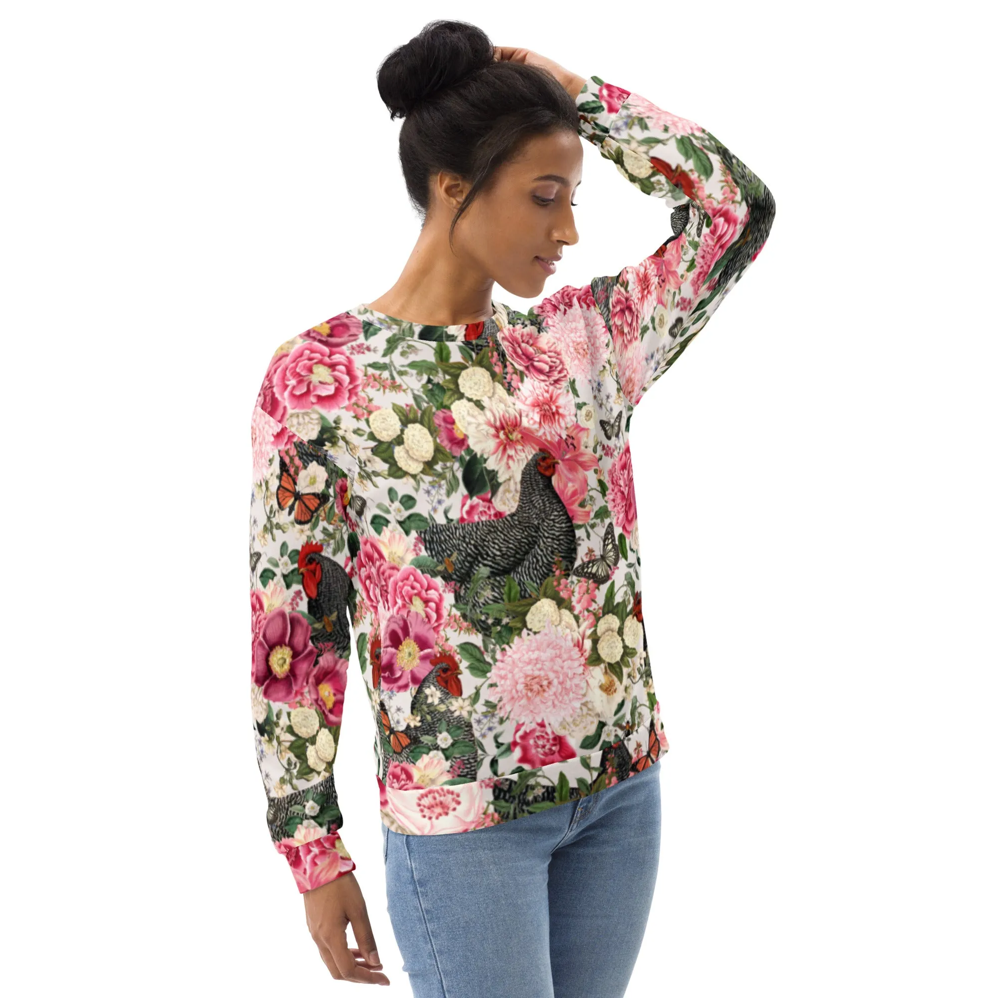 Secret Chicken Garden Crewneck, barred rock neutral