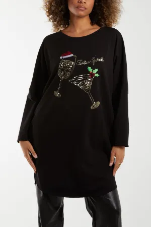 Sequin Festive Glasses Sweatshirt/Dress