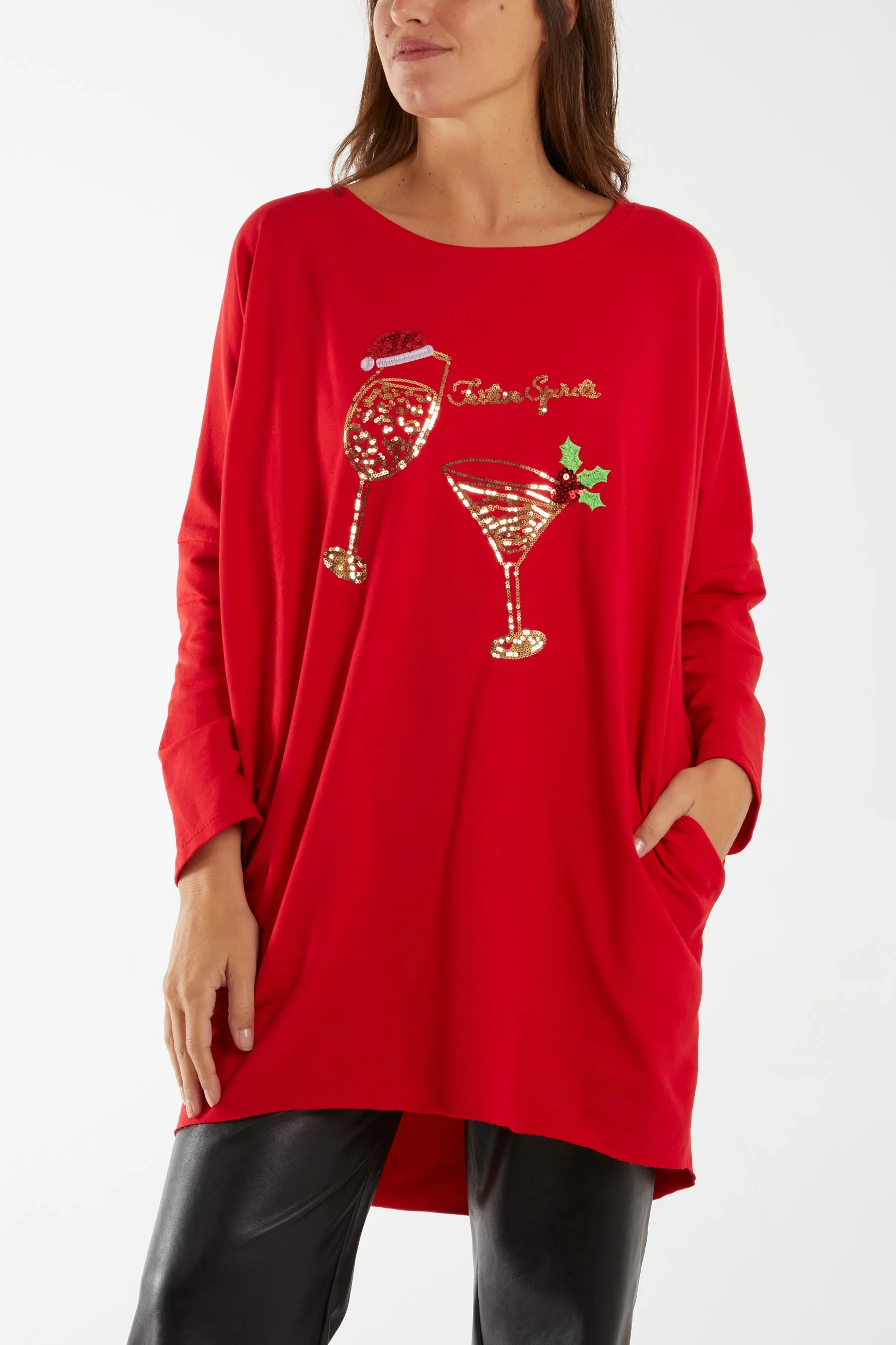 Sequin Festive Glasses Sweatshirt/Dress