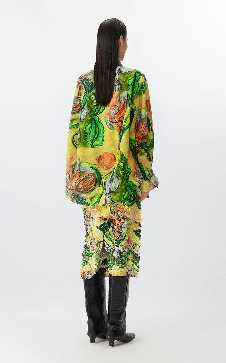 Shirt / JNBY Floral Knot-Draped Corduroy Shirt