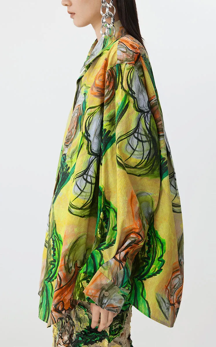 Shirt / JNBY Floral Knot-Draped Corduroy Shirt