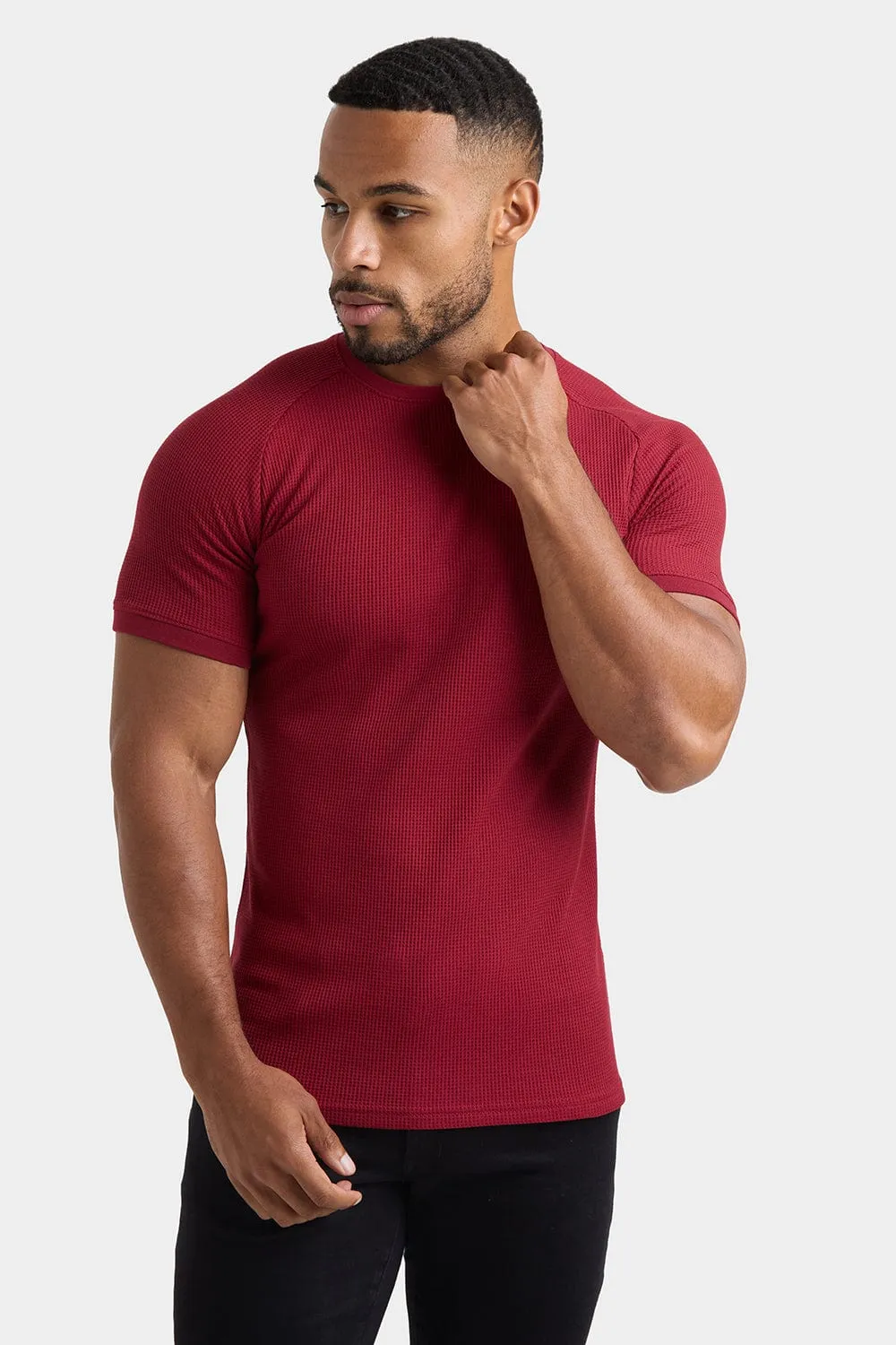 Short Sleeve Waffle T-Shirt in Claret