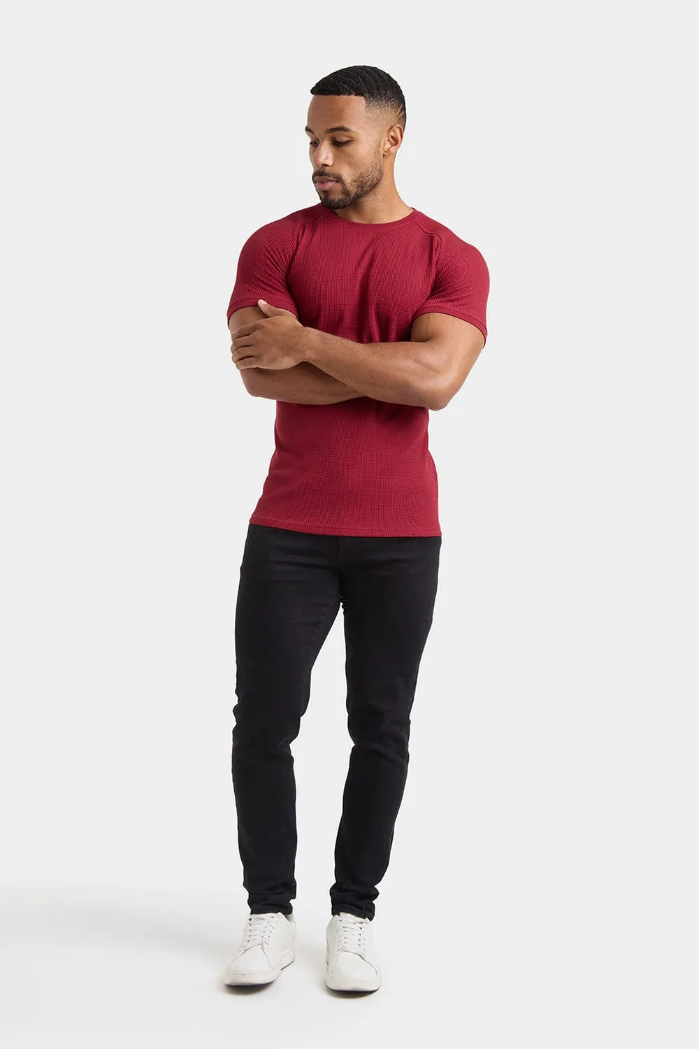 Short Sleeve Waffle T-Shirt in Claret