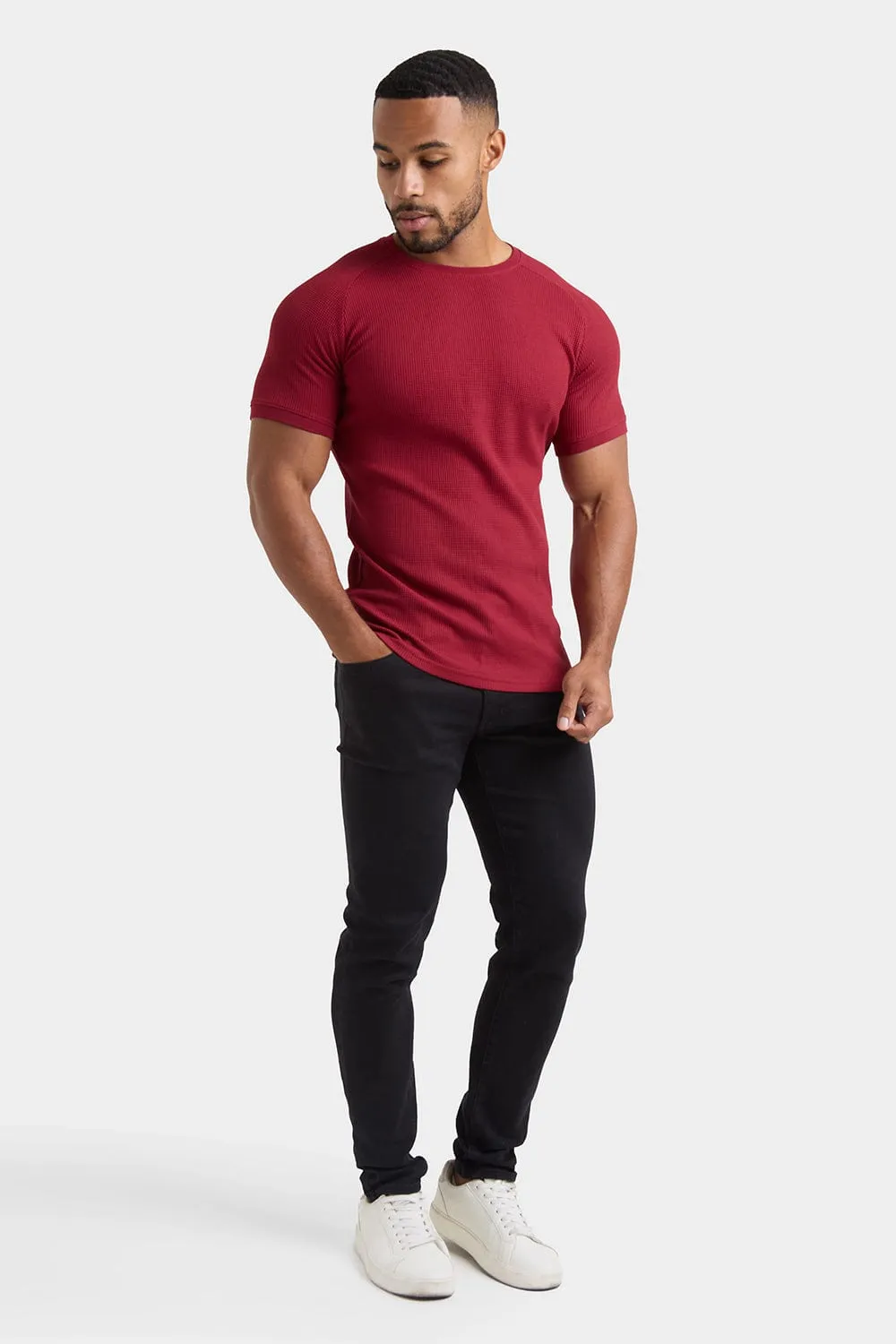 Short Sleeve Waffle T-Shirt in Claret