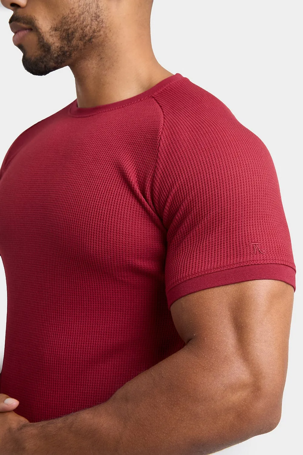 Short Sleeve Waffle T-Shirt in Claret