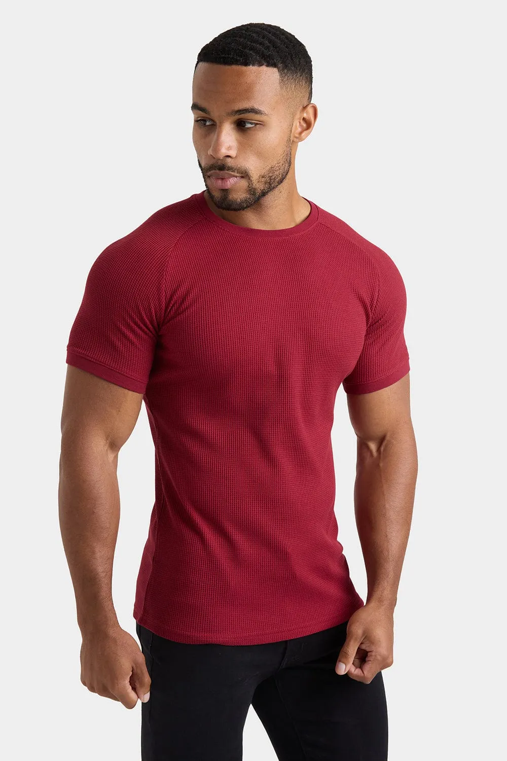 Short Sleeve Waffle T-Shirt in Claret