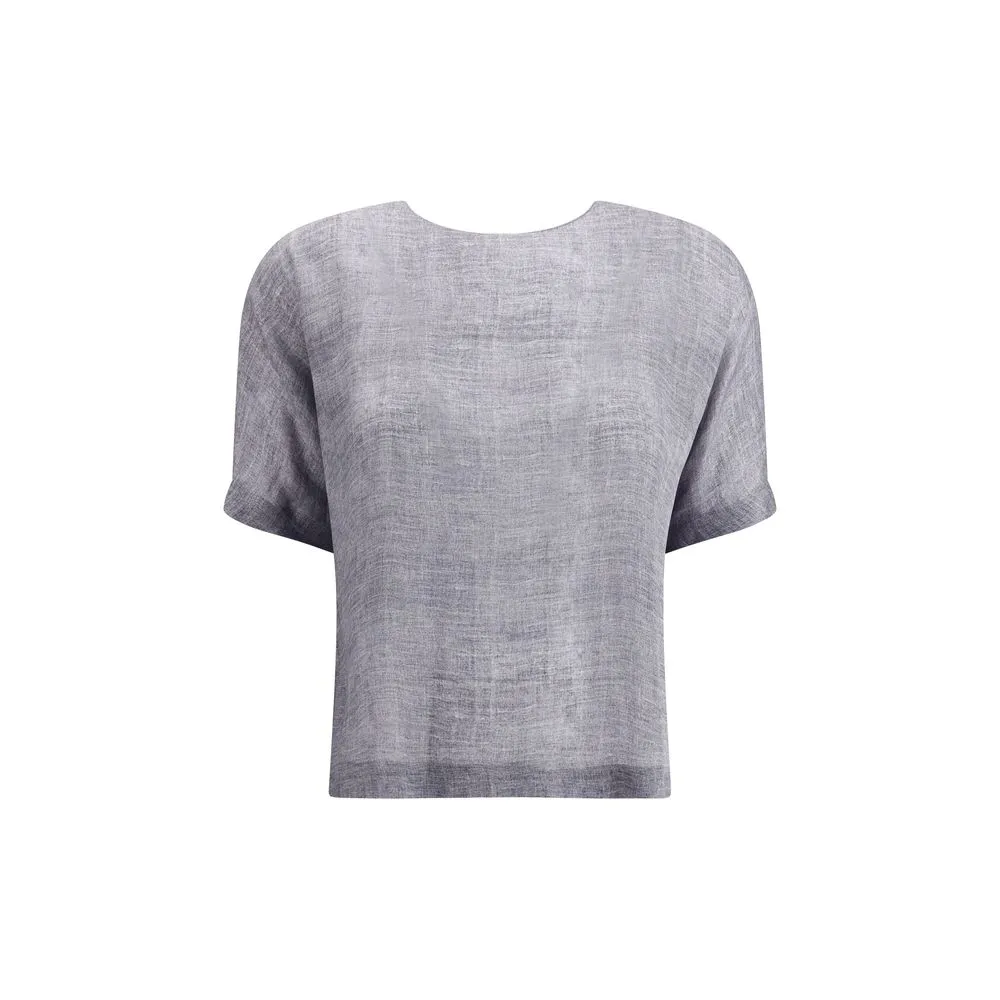 Short-sleeved silk Top
