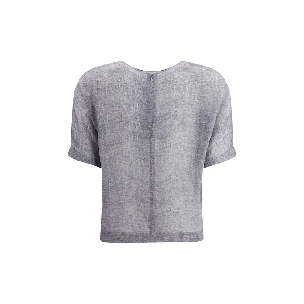 Short-sleeved silk Top