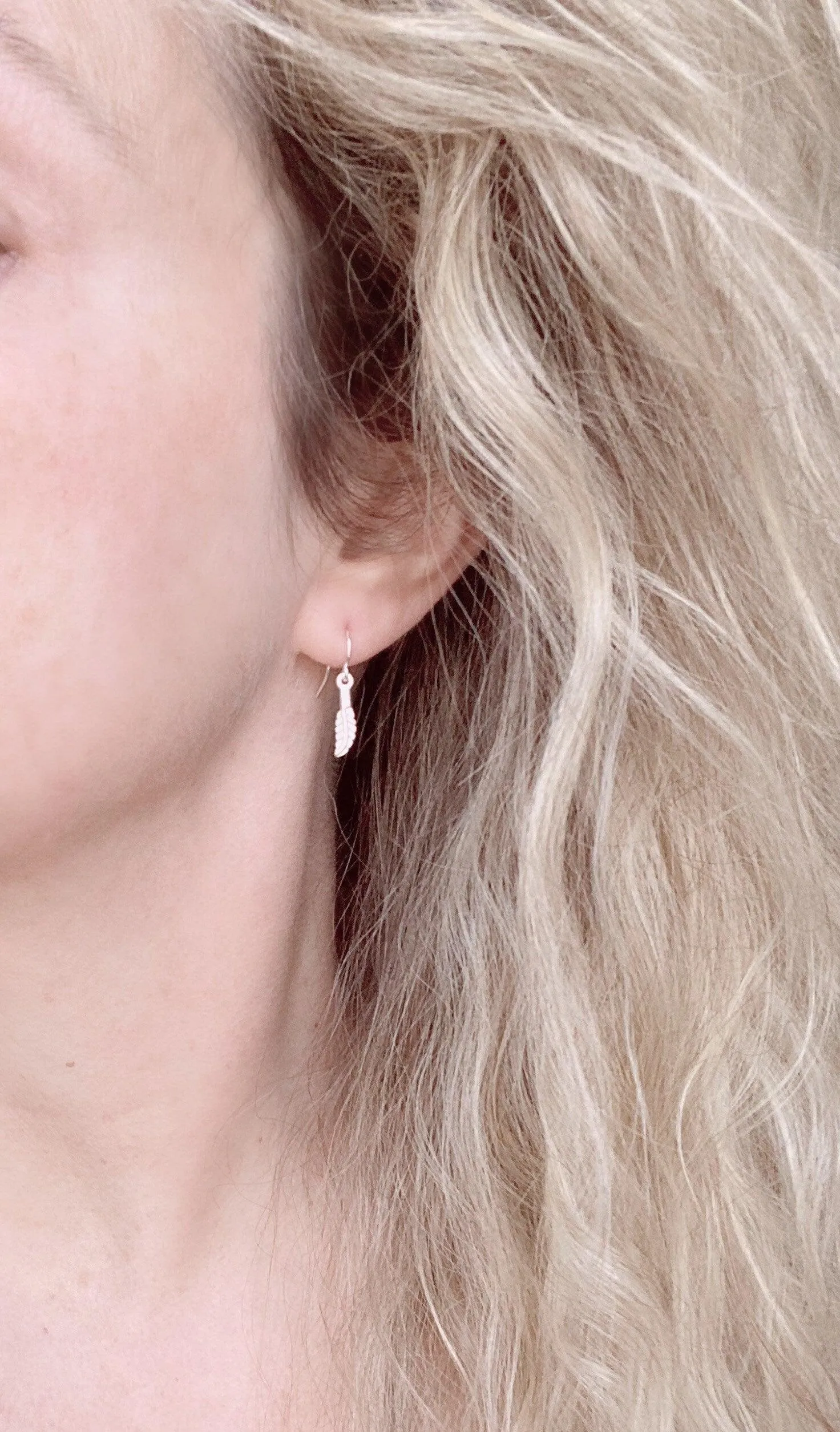 Silver Feather Earrings, .925 sterling silver hooks. tiny feather charm, small feather dangle, minimalist silver earring, simple feather, birthday anniversay gift