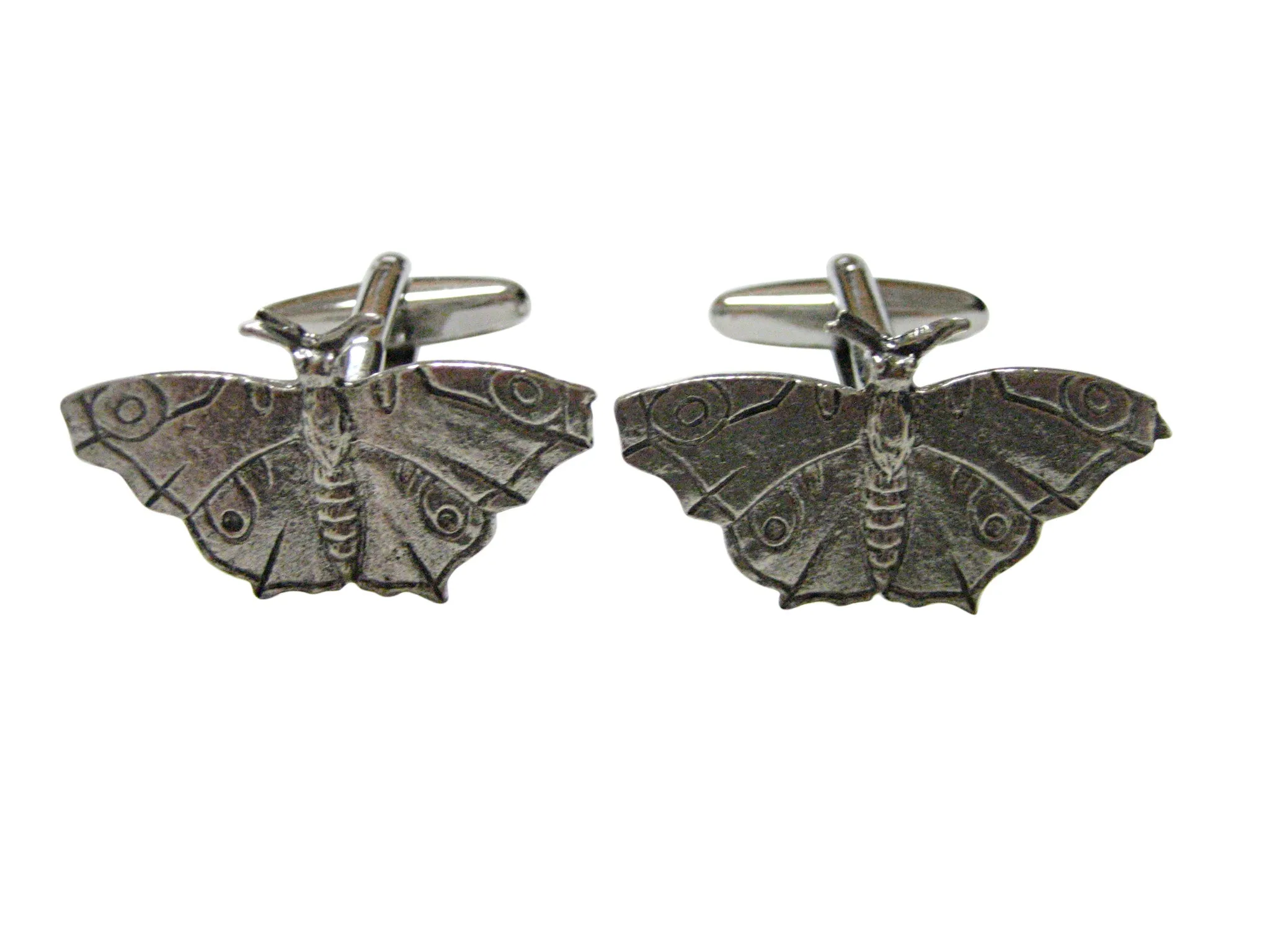 Silver Toned Textured Butterfly Cufflinks
