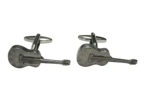 Silver Toned Textured Classic Guitar Cufflinks