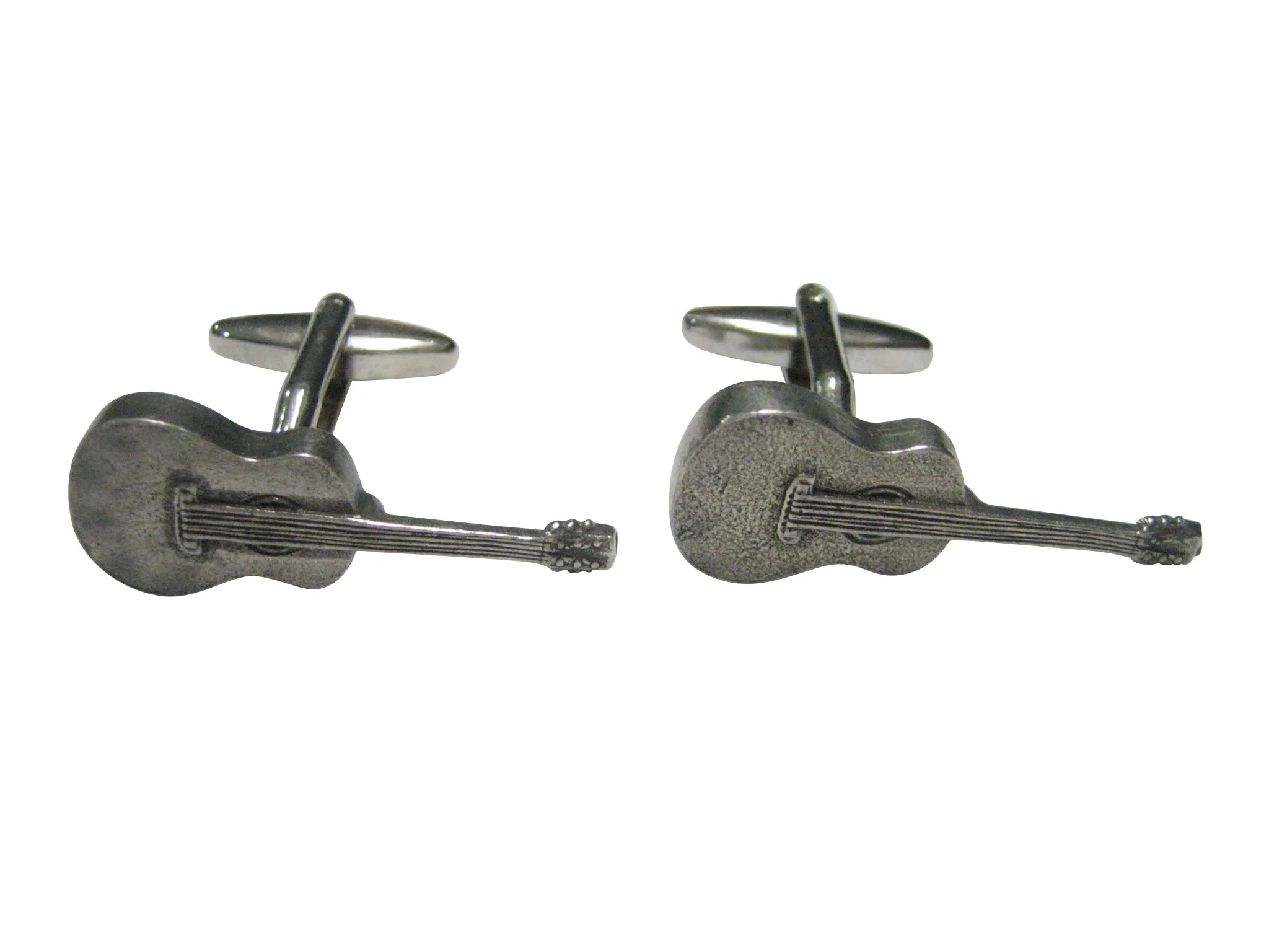 Silver Toned Textured Classic Guitar Cufflinks