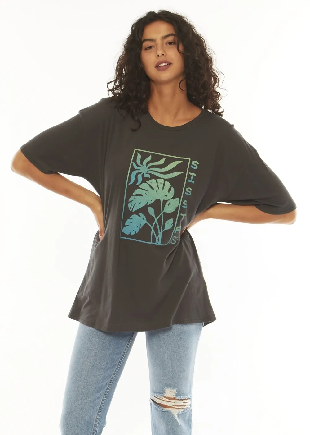 Sisstrevolution Jungle Sky SS Oversized Knit Tee