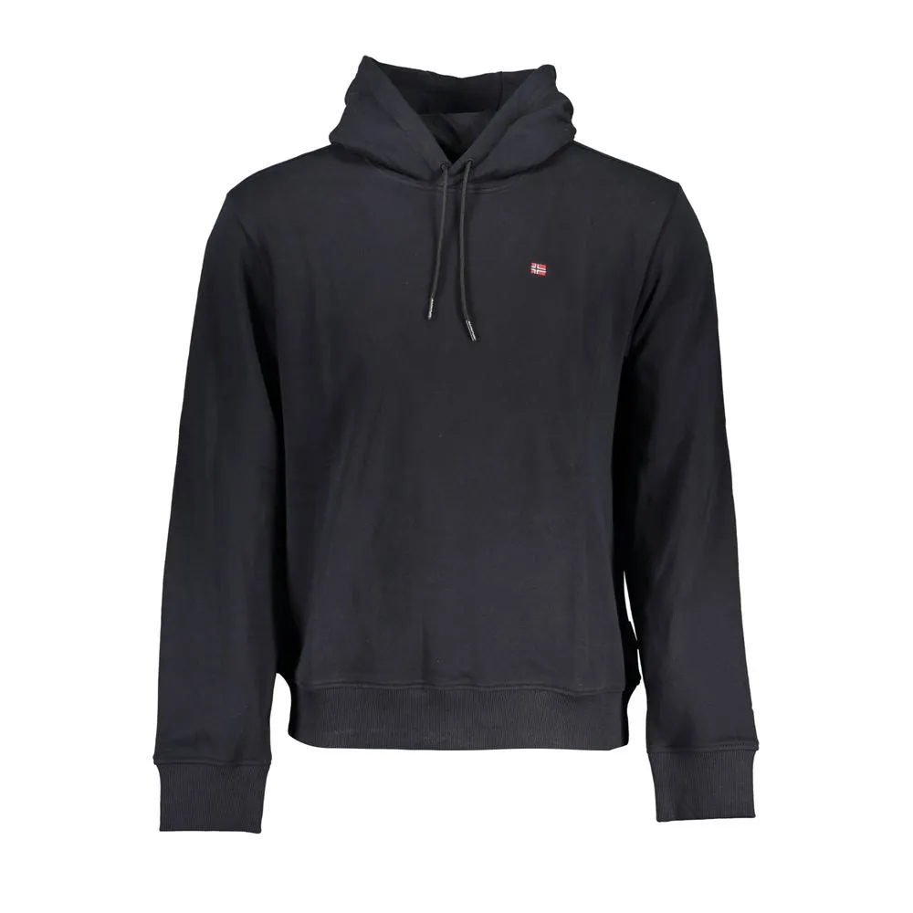 Sleek Black Cotton Hooded Sweatshirt