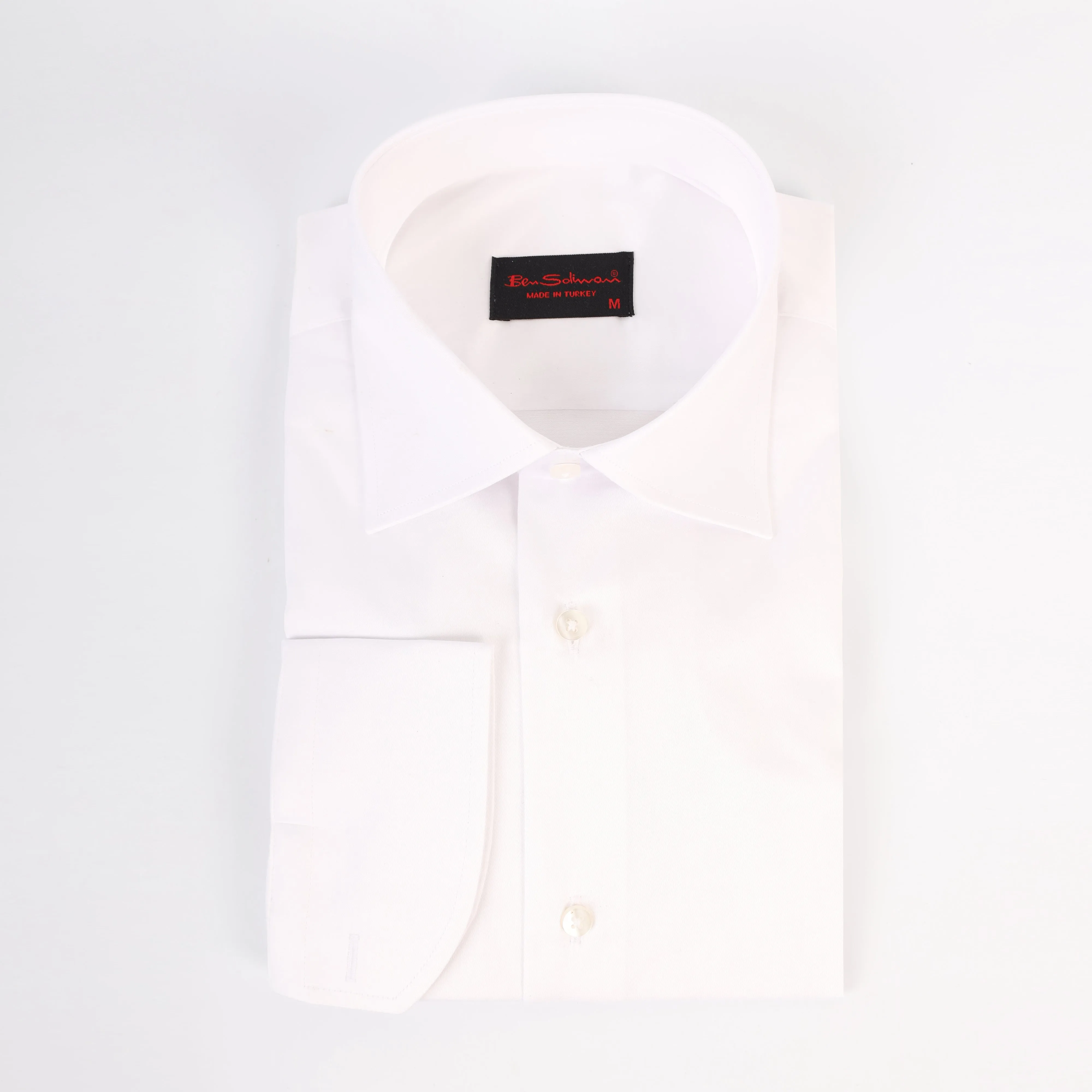 Slim Fit Cotton White Textured Formal Shirt - Tall Sleeves-Turkish Made