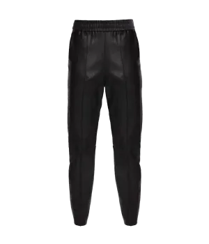 Slim Jogger Leather Pant with Pockets in Black
