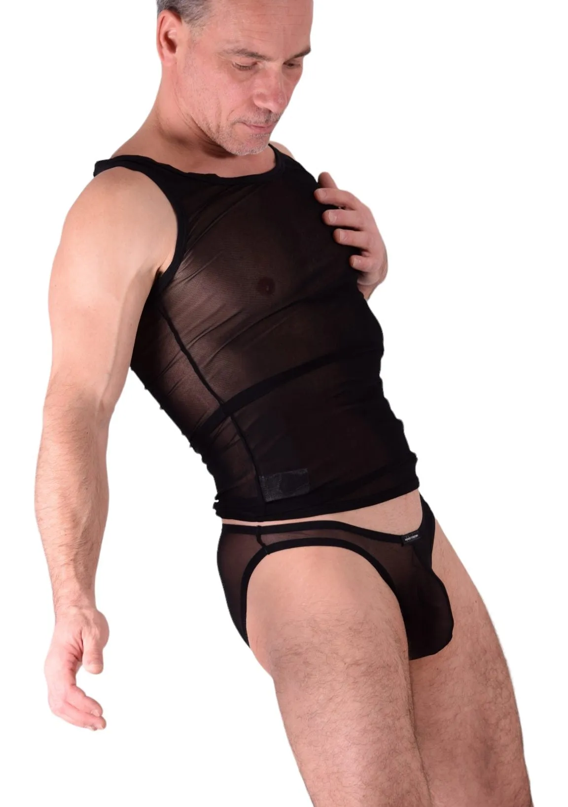 Small Private Structure Kit Tank Top   Briefs See-Thru Black 3451-71