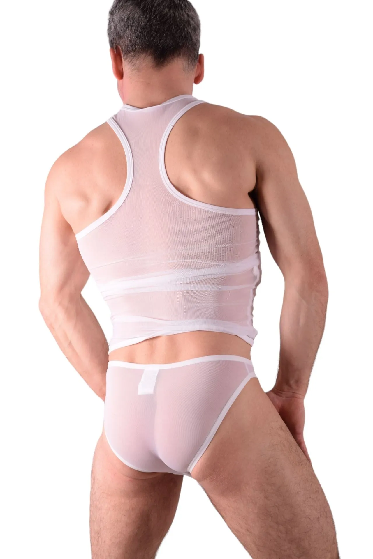 Small Private Structure Kit Tank Top   Briefs See-Thru White 3451-71