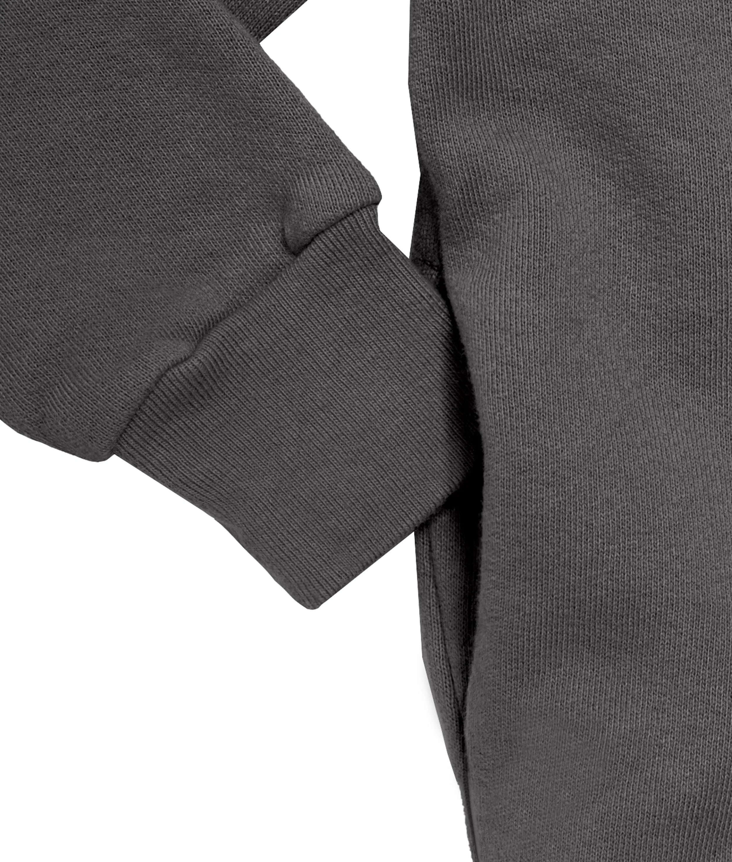 Soft & Cozy 100% Cotton Fleece Zip Hoodie with Inner Pockets | Charcoal
