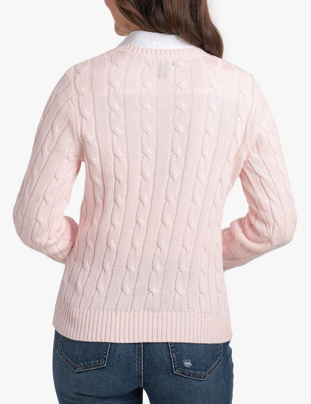 SOFT CABLE V-NECK SWEATER