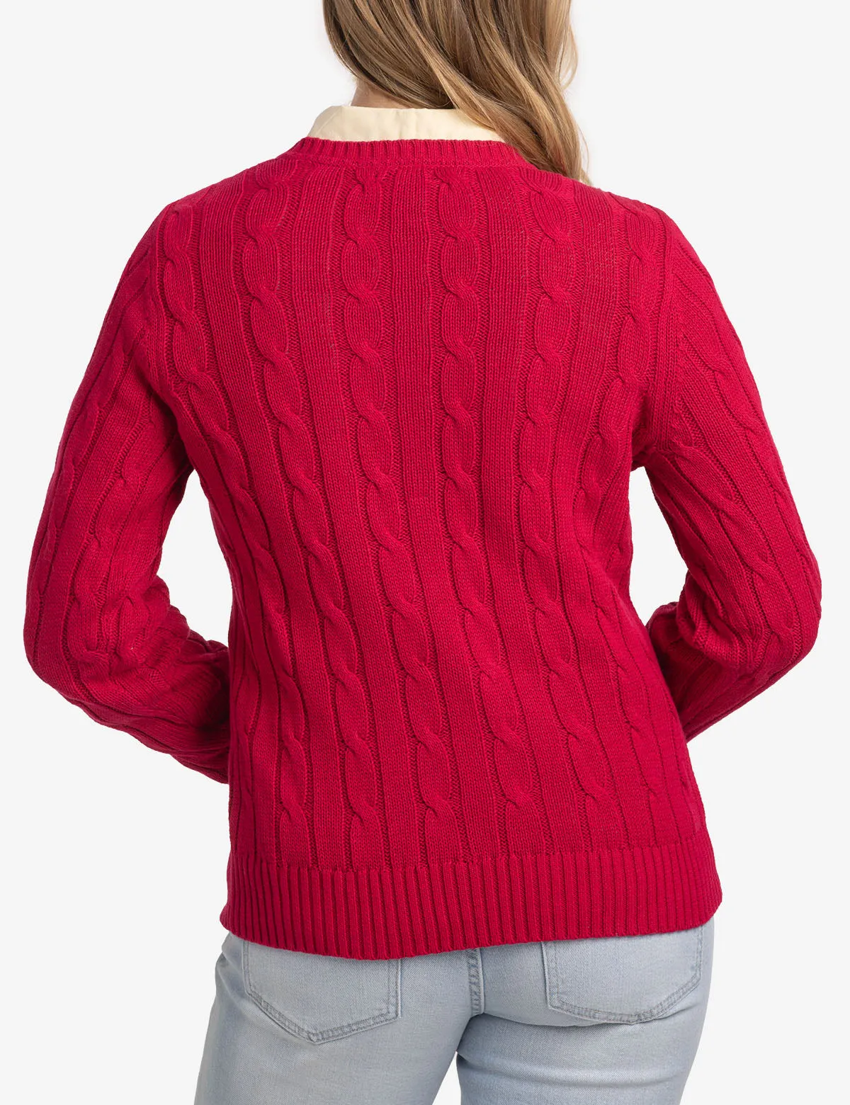 SOFT CABLE V-NECK SWEATER