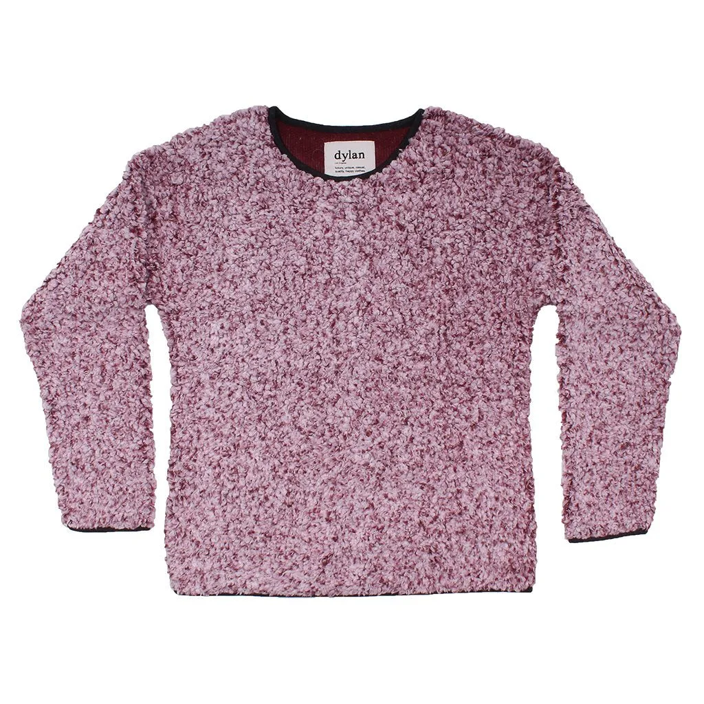 Solid Frosty Tipped Drop Shoulder Crew Sweater
