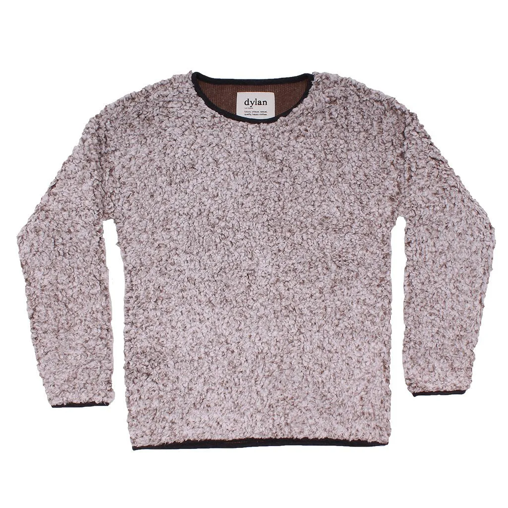 Solid Frosty Tipped Drop Shoulder Crew Sweater