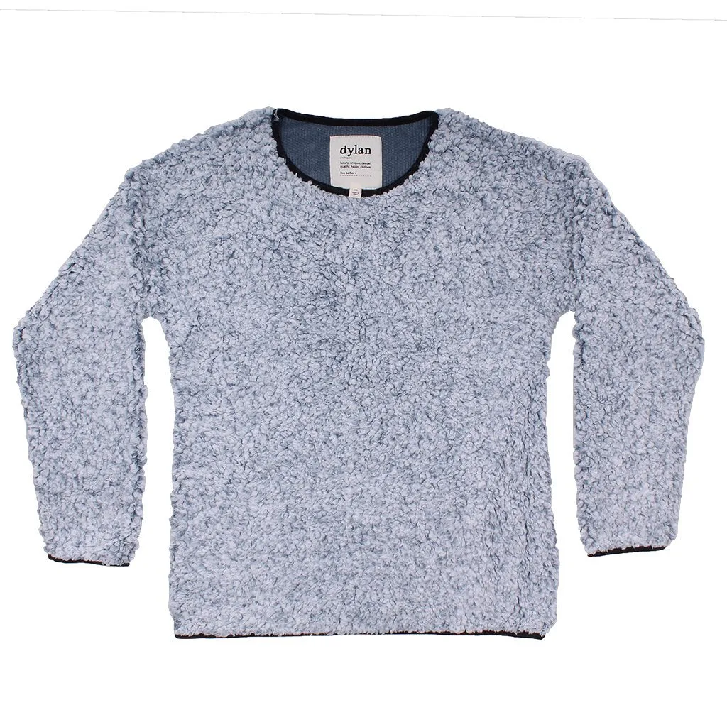 Solid Frosty Tipped Drop Shoulder Crew Sweater