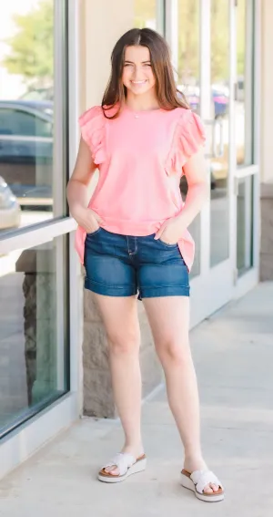 Sound Style Pull On Shorts in Dark Wash