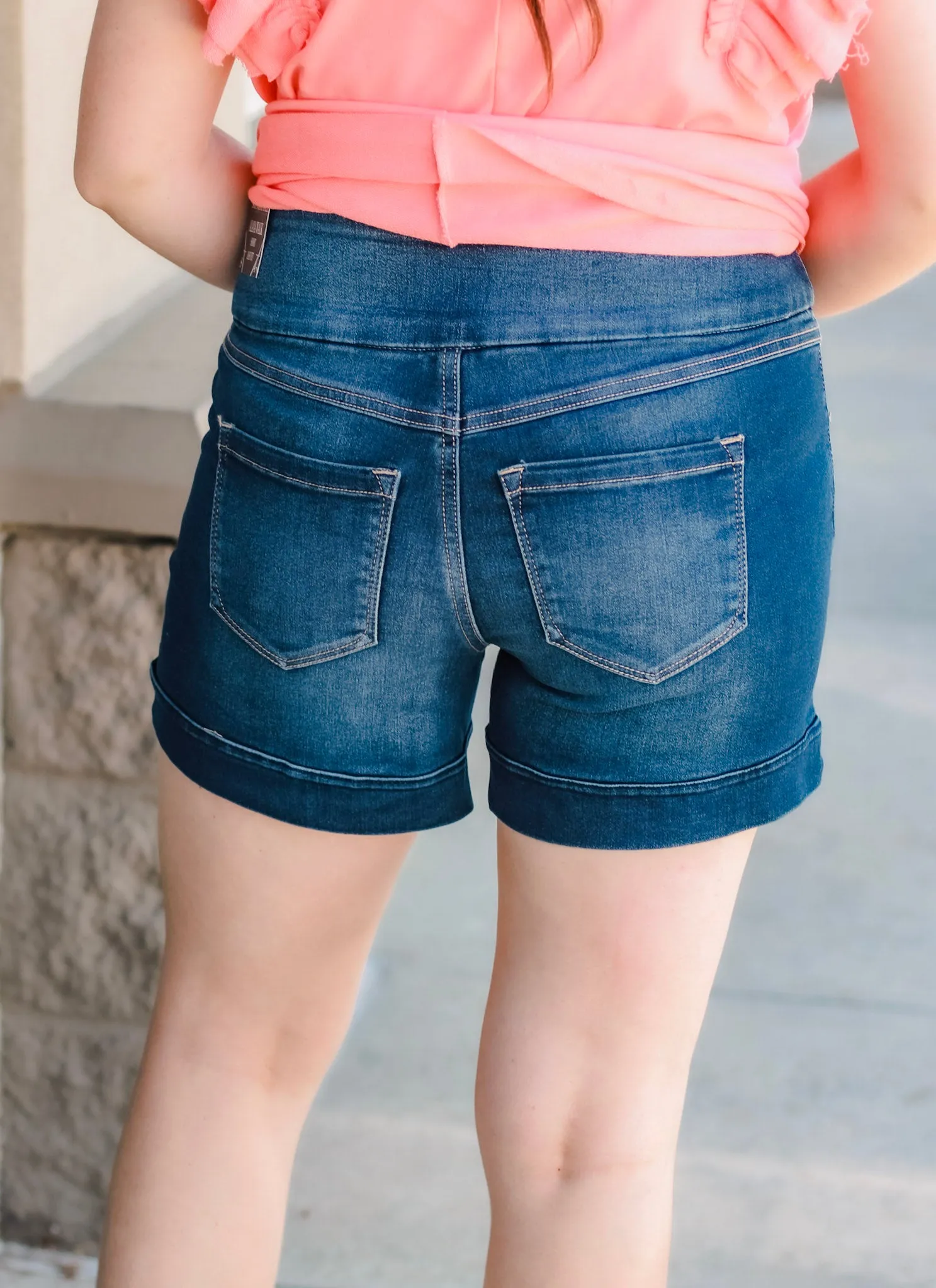 Sound Style Pull On Shorts in Dark Wash
