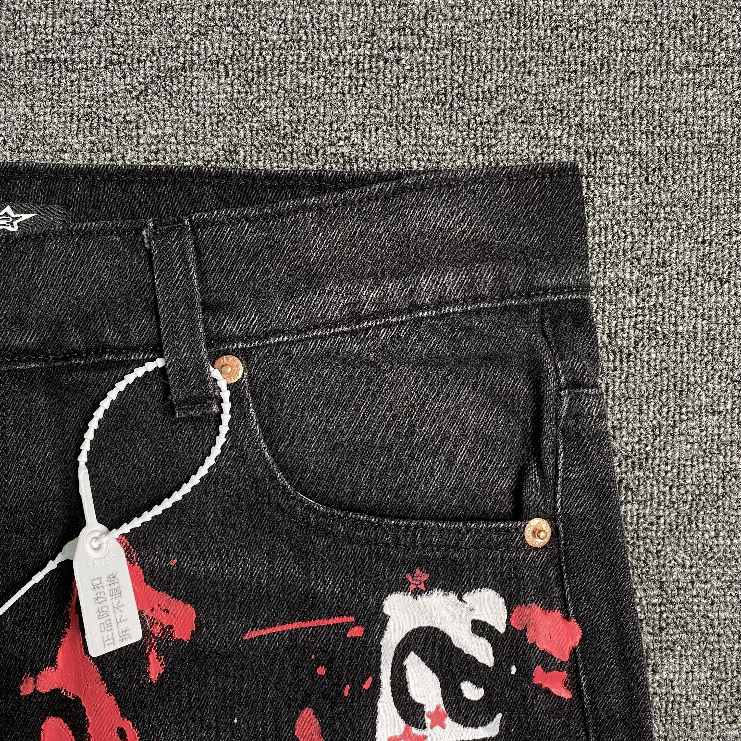 SP5DER PAINTED MOTO DENIM BLACK