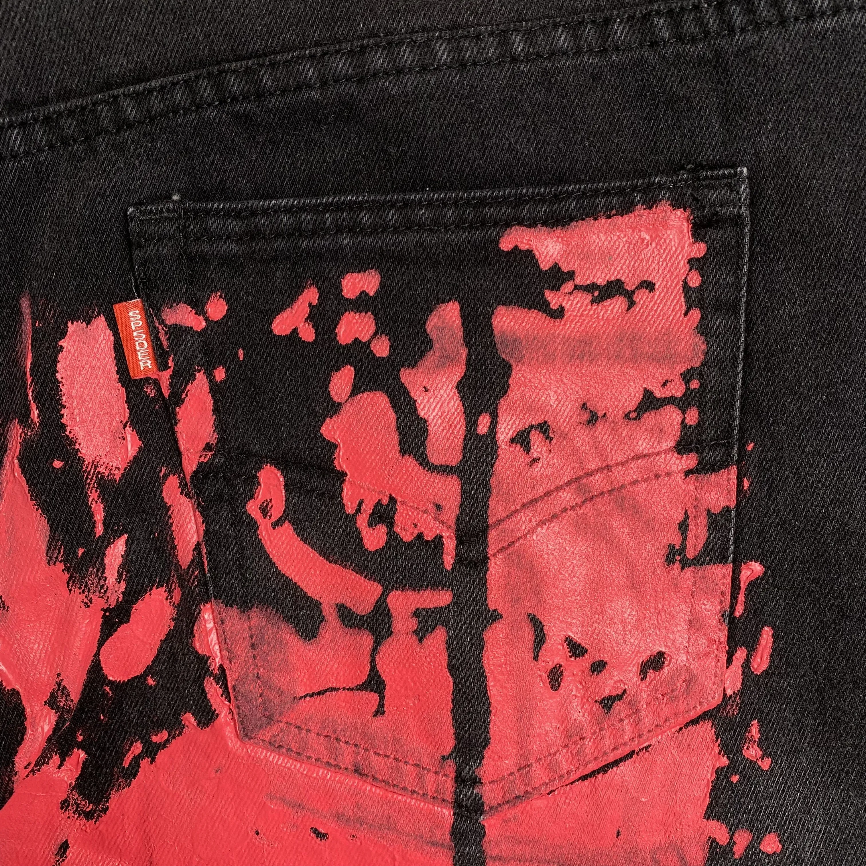 SP5DER PAINTED MOTO DENIM BLACK