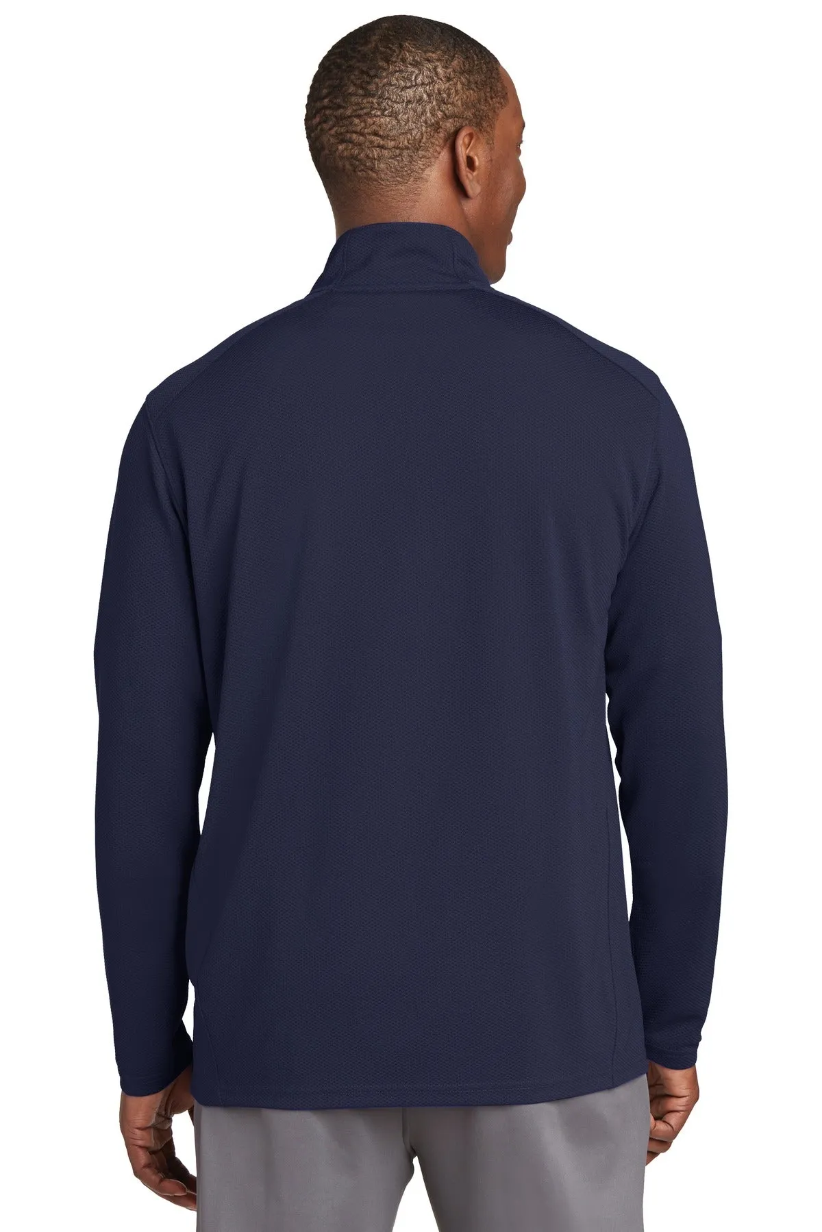 Sport-Tek Sport-Wick Textured 1/4-Zip Pullover.  ST860 True Navy