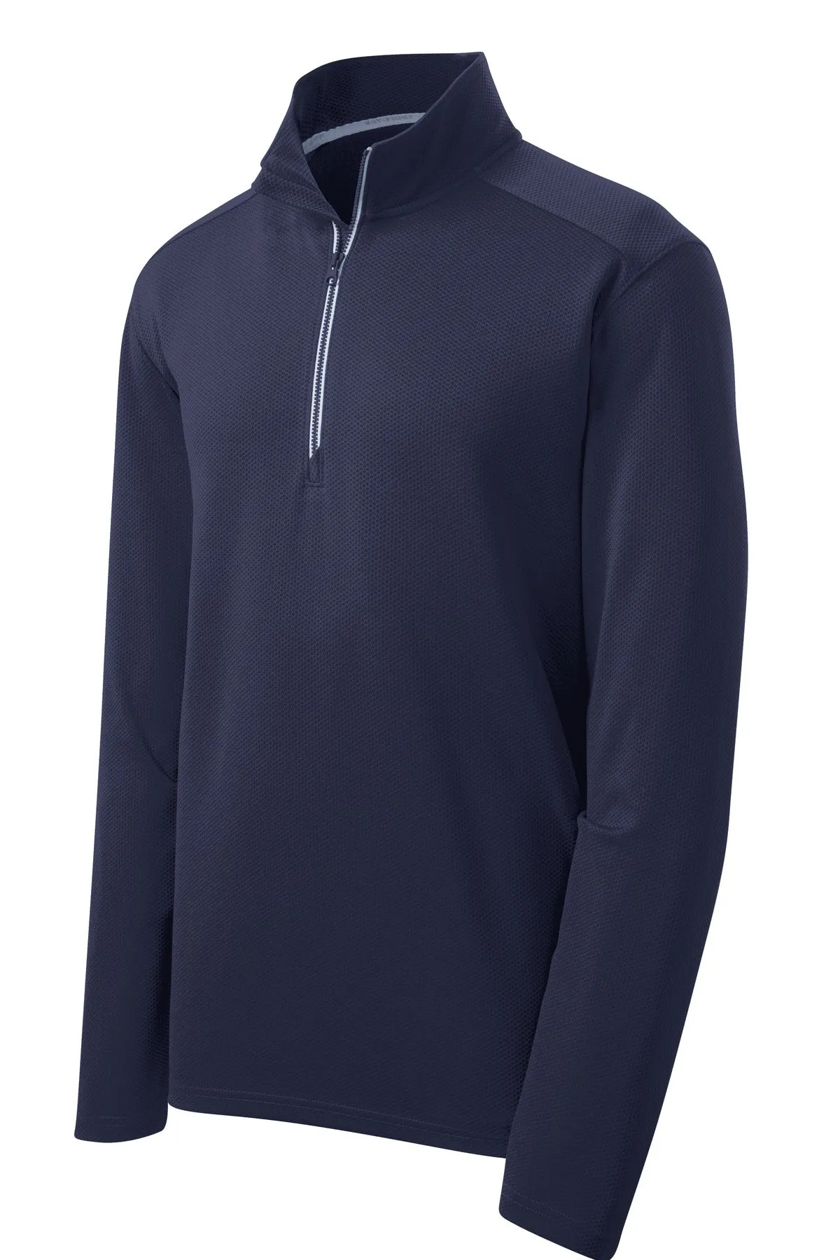 Sport-Tek Sport-Wick Textured 1/4-Zip Pullover.  ST860 True Navy