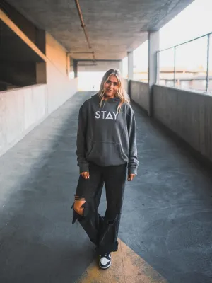 Stay Hoodie Embroidered - Pigment Black
