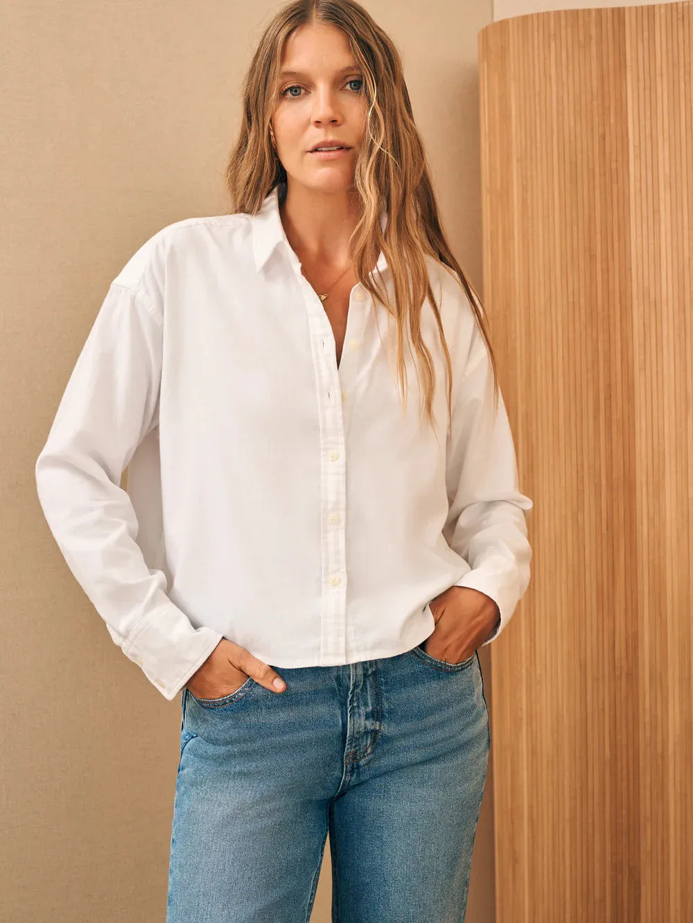 Stretch Oxford Cropped Shirt