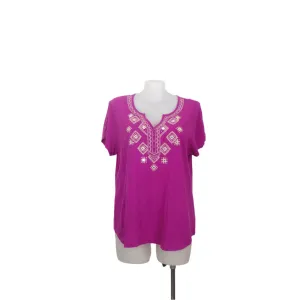Style & Co Magenta Embroidered Top Size 18
