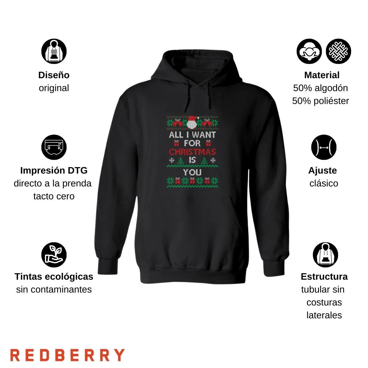 Sudadera Deportiva Mujer Navideña Hoodie 011