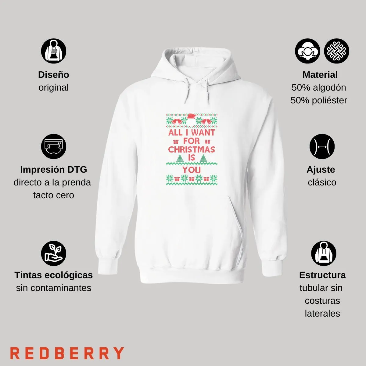 Sudadera Deportiva Mujer Navideña Hoodie 011