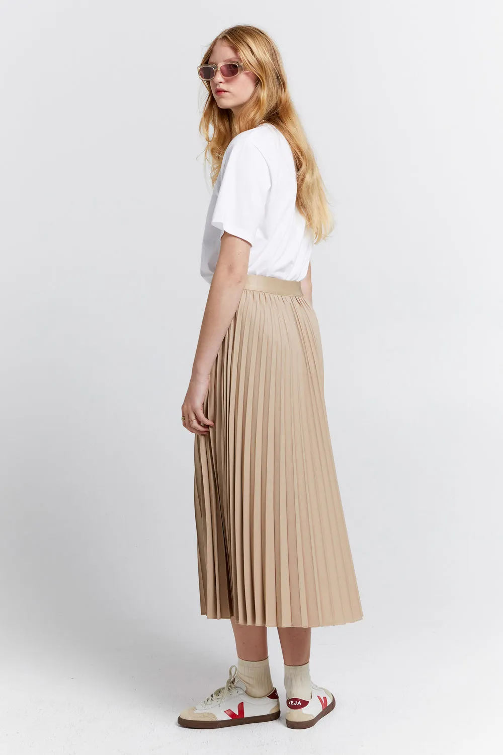 Sunray Pleated Skirt Champagne